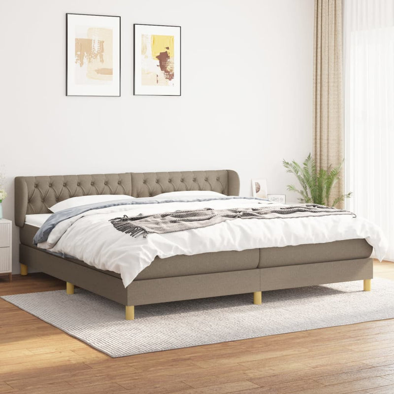 vidaXL tópszínű szövet rugós ágy matraccal 200 x 200 cm