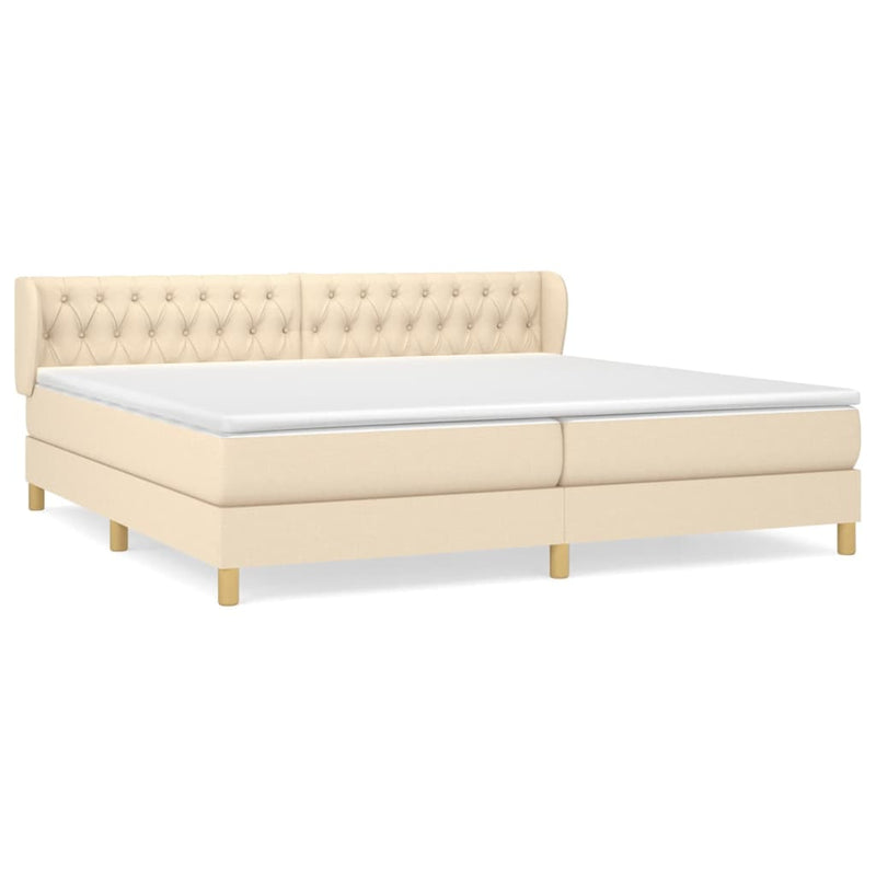 vidaXL krémszínű szövet rugós ágy matraccal 200 x 200 cm