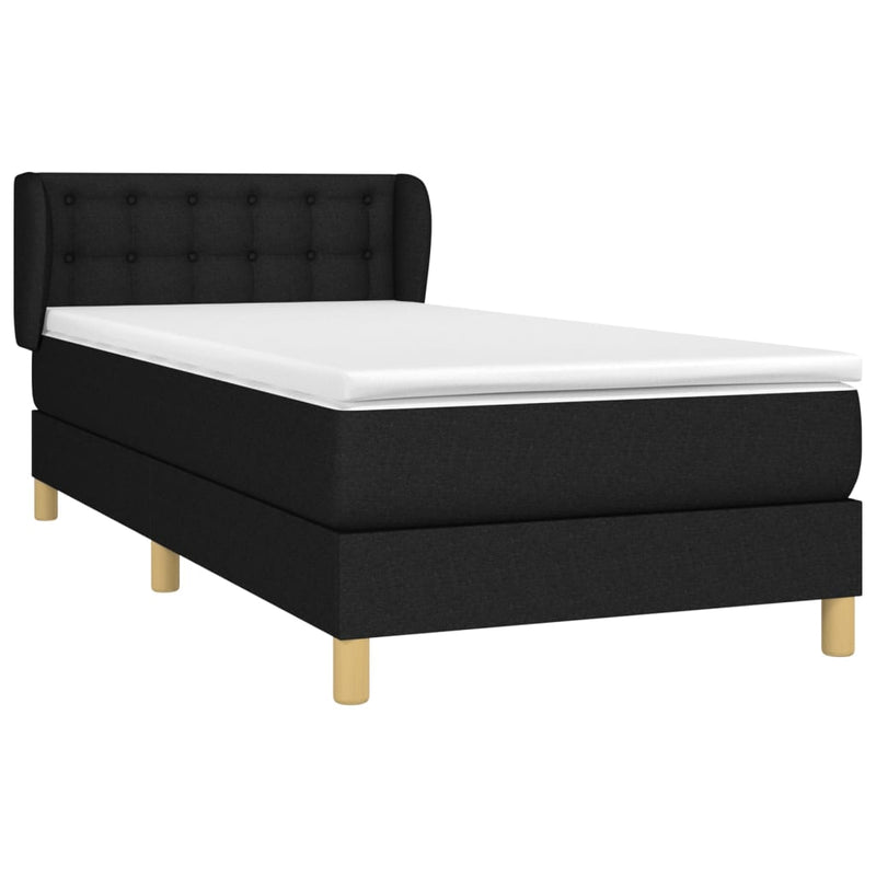vidaXL fekete szövet rugós ágy matraccal 90x200 cm