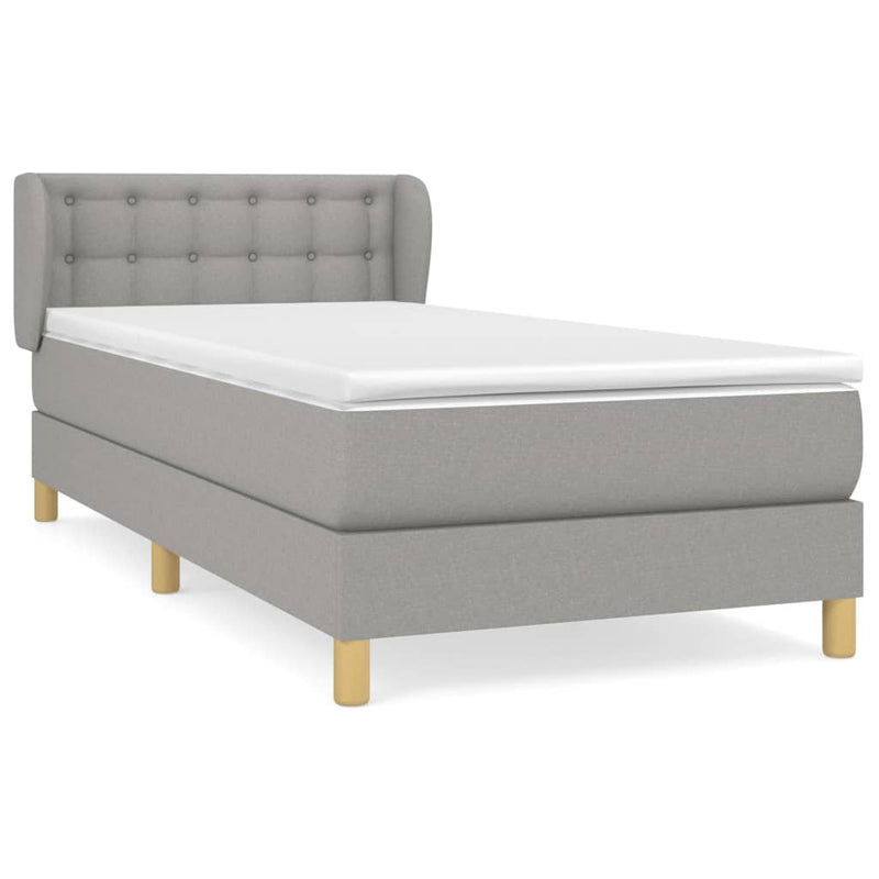 vidaXL világosszürke szövet rugós ágy matraccal 100 x 200 cm