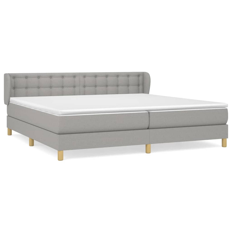 vidaXL világosszürke szövet rugós ágy matraccal 200 x 200 cm