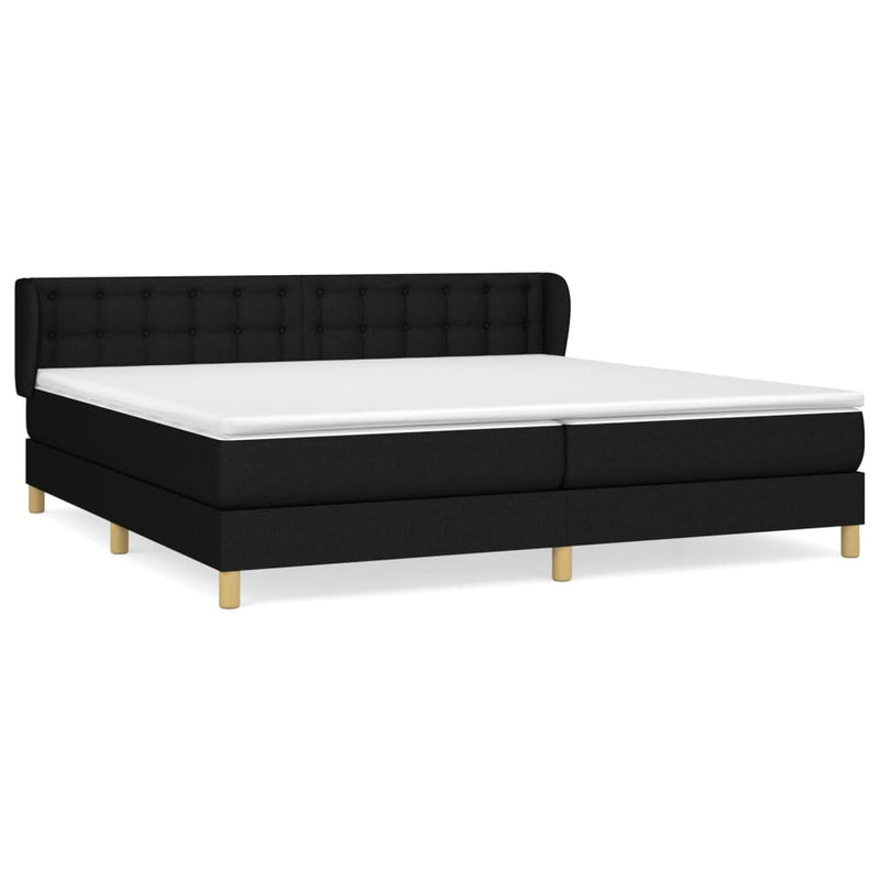 vidaXL fekete szövet rugós ágy matraccal 200 x 200 cm