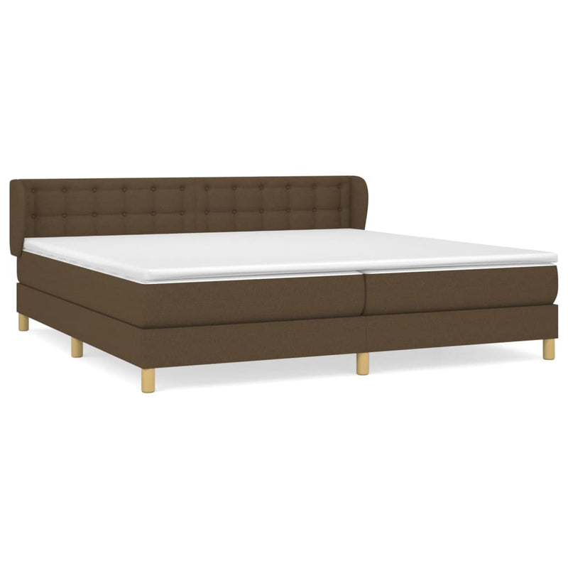 vidaXL sötétbarna szövet rugós ágy matraccal 200 x 200 cm
