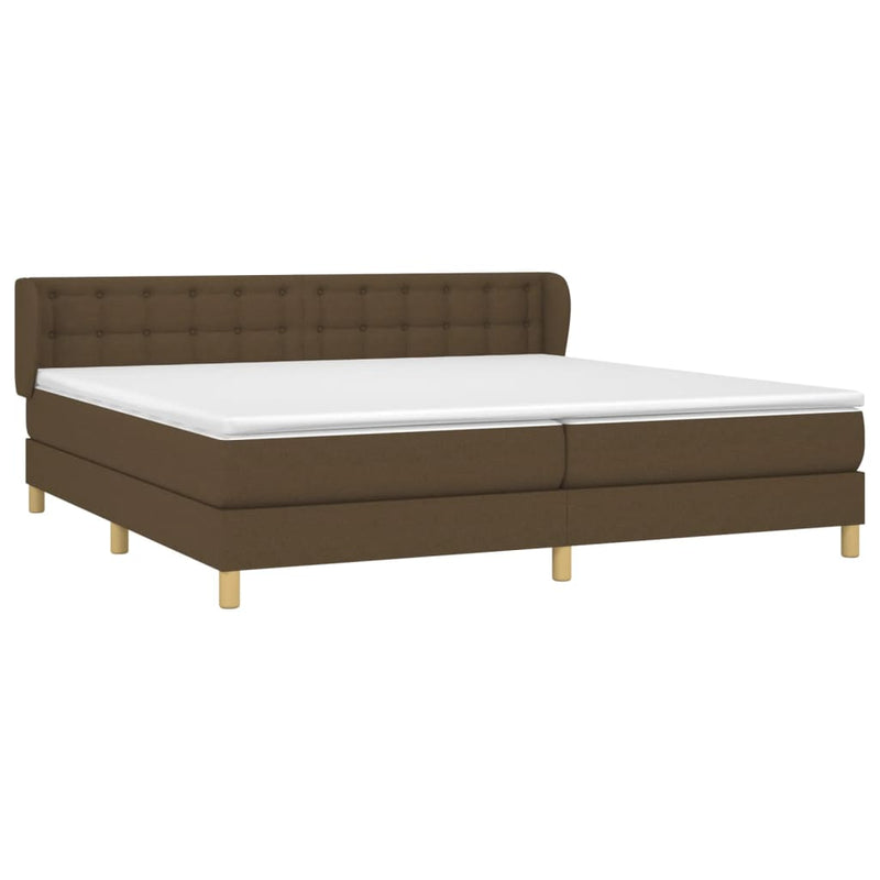 vidaXL sötétbarna szövet rugós ágy matraccal 200 x 200 cm