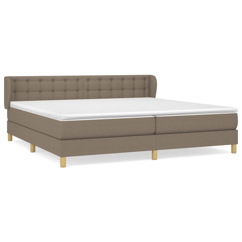 vidaXL tópszínű szövet rugós ágy matraccal 200 x 200 cm