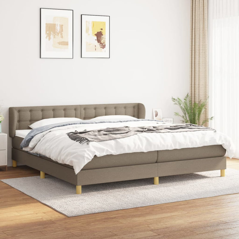 vidaXL tópszínű szövet rugós ágy matraccal 200 x 200 cm