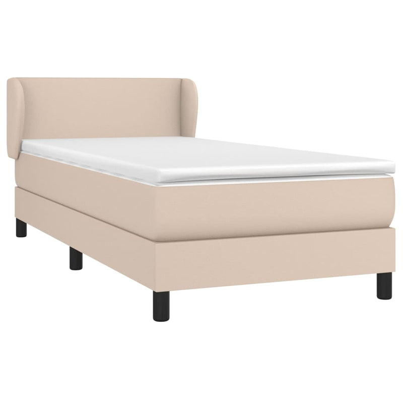 vidaXL cappuccino színű műbőr rugós ágy matraccal 80 x 200 cm