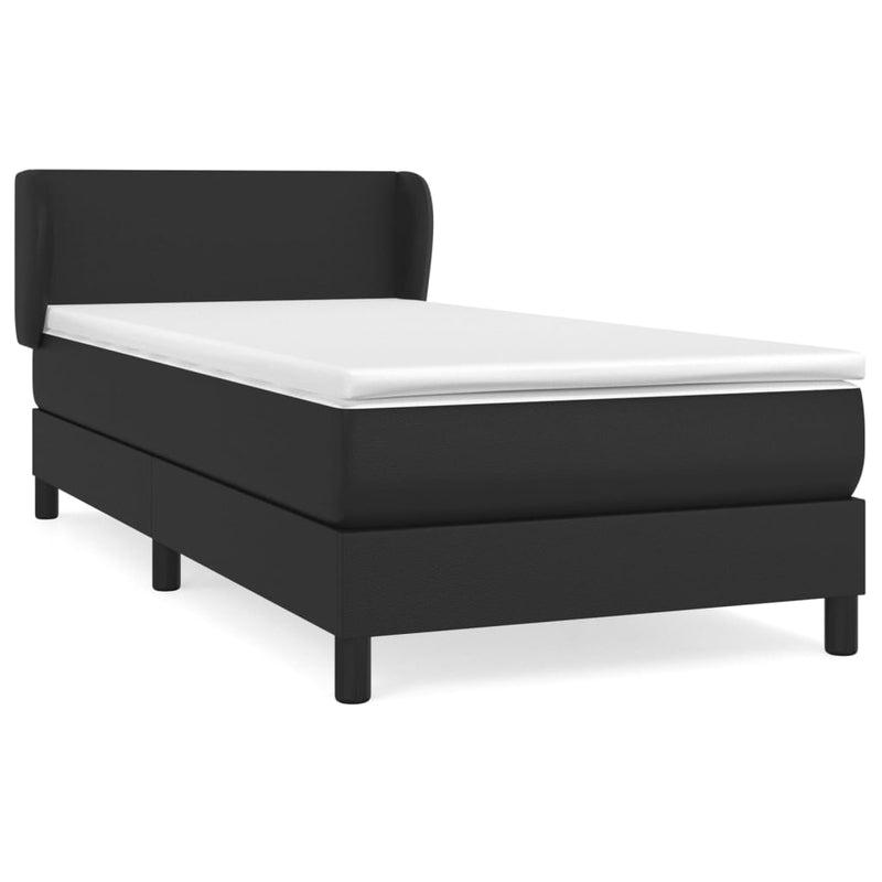 vidaXL fekete műbőr rugós ágy matraccal 90x190 cm