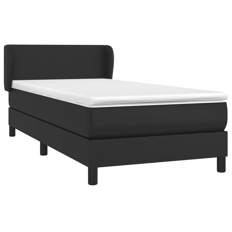 vidaXL fekete műbőr rugós ágy matraccal 90x190 cm