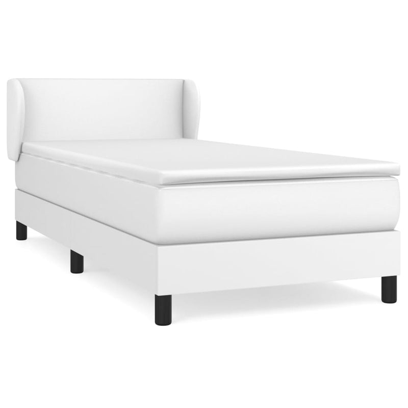 vidaXL fehér műbőr rugós ágy matraccal 90 x 200 cm