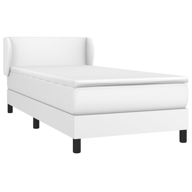 vidaXL fehér műbőr rugós ágy matraccal 90 x 200 cm