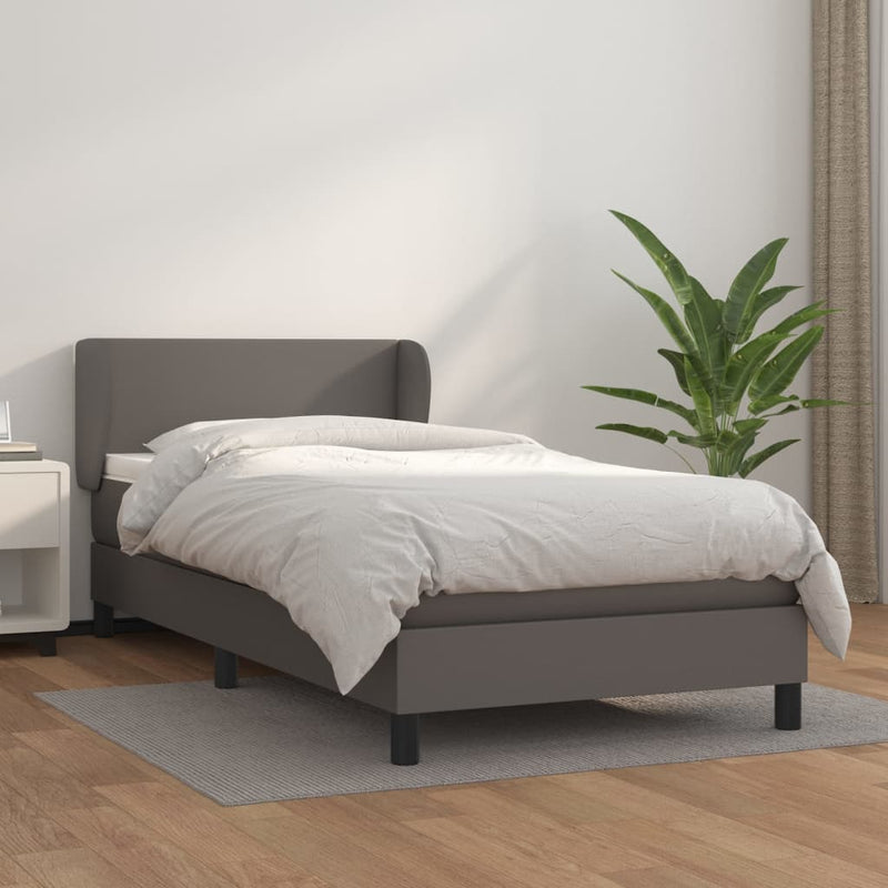 vidaXL szürke műbőr rugós ágy matraccal 100 x 200 cm