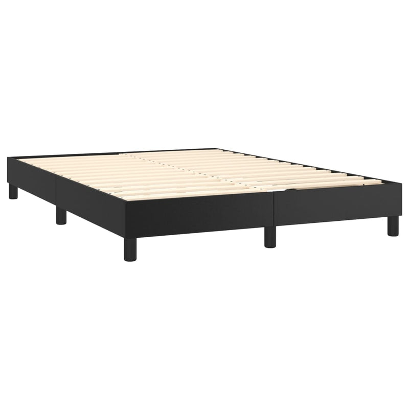 vidaXL fekete műbőr rugós ágy matraccal 140 x 190 cm