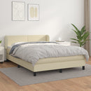 vidaXL krémszínű műbőr rugós ágy matraccal 140x190 cm