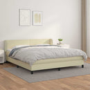 vidaXL krémszínű műbőr rugós ágy matraccal 160 x 200 cm