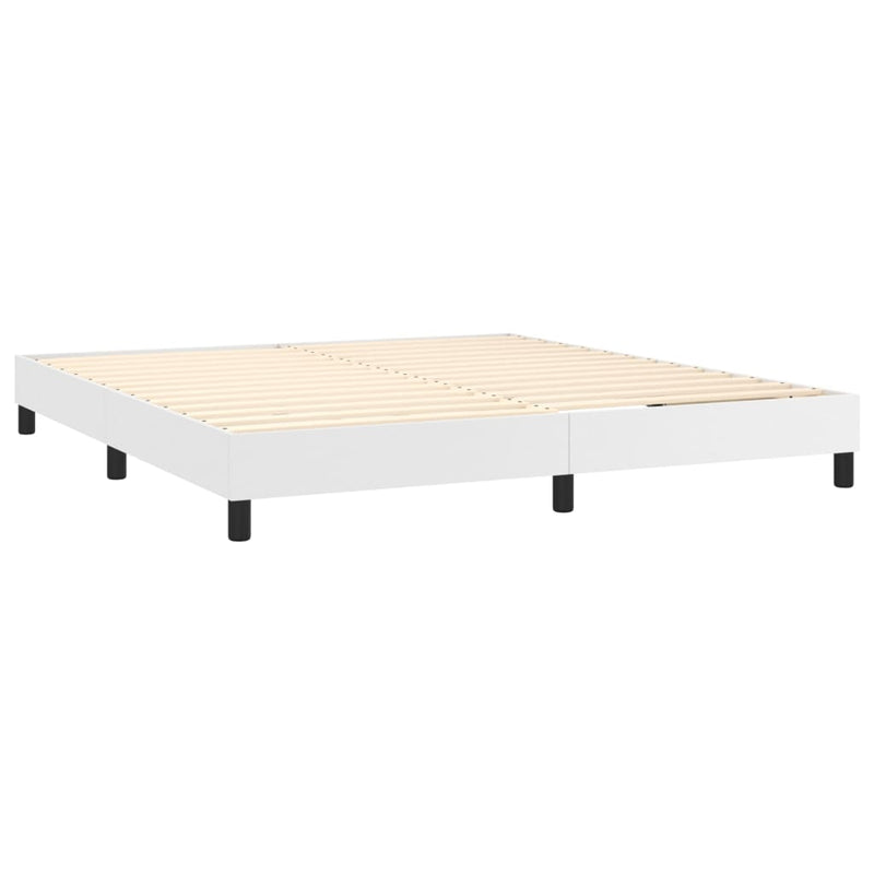 vidaXL fehér műbőr rugós ágy matraccal 180 x 200 cm