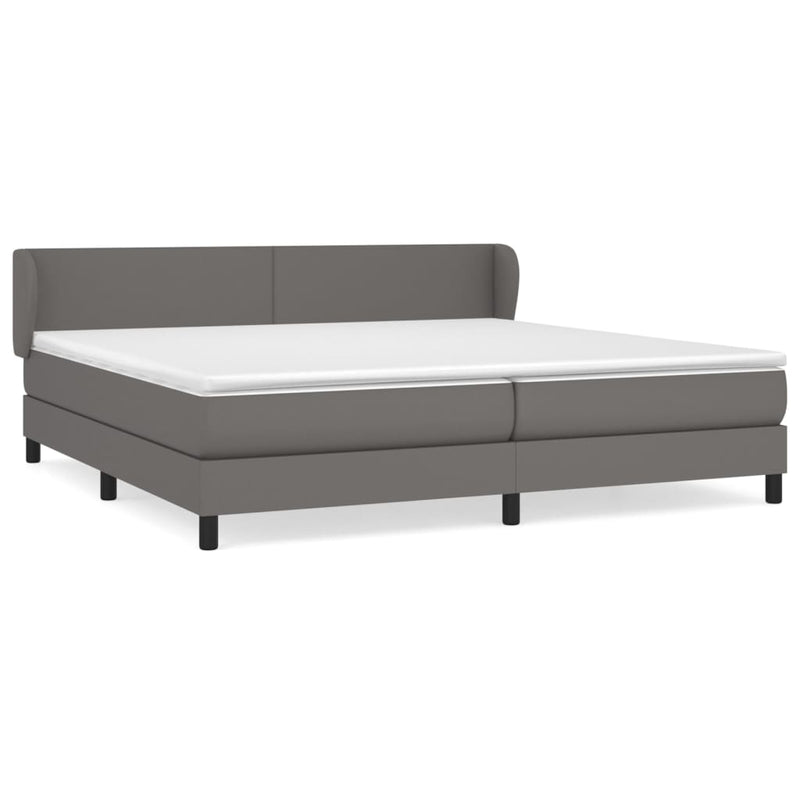 vidaXL szürke műbőr rugós ágy matraccal 200 x 200 cm