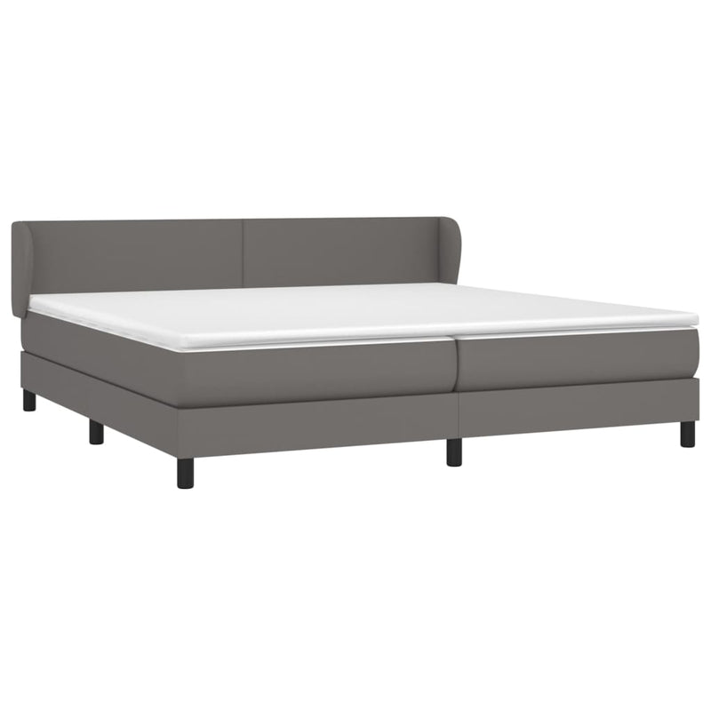 vidaXL szürke műbőr rugós ágy matraccal 200 x 200 cm