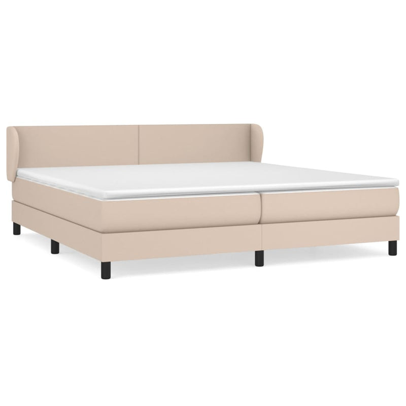 vidaXL cappuccino színű műbőr rugós ágy matraccal 200 x 200 cm