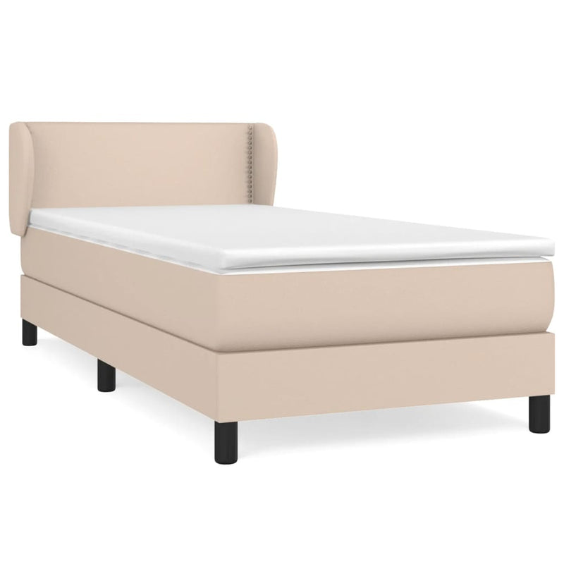 vidaXL cappuccino színű műbőr rugós ágy matraccal 80 x 200 cm