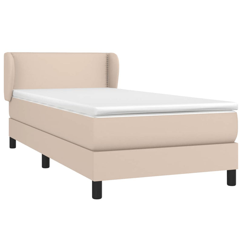 vidaXL cappuccino színű műbőr rugós ágy matraccal 80 x 200 cm