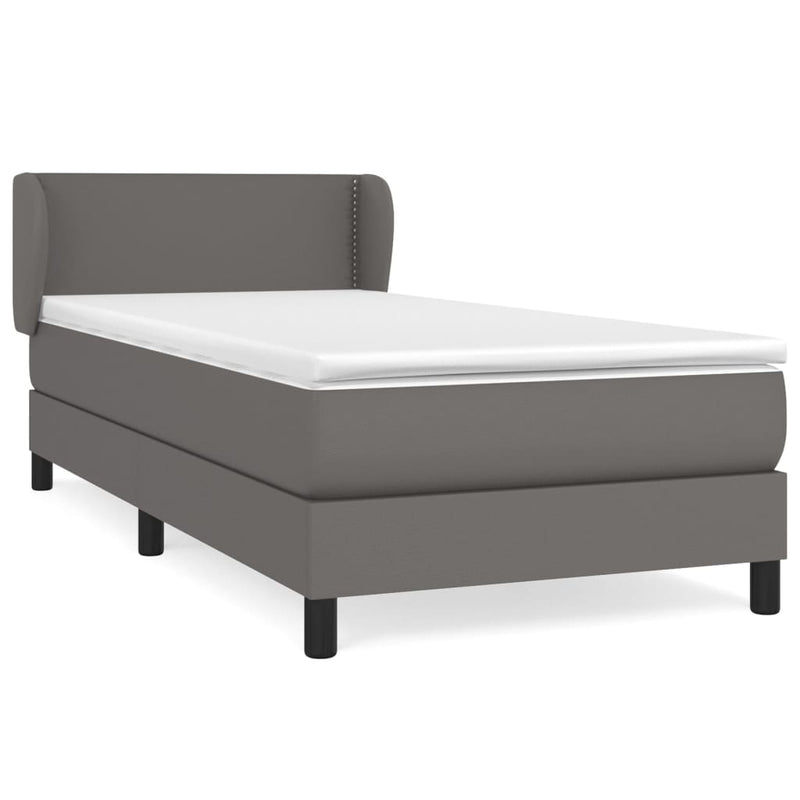 vidaXL szürke műbőr rugós ágy matraccal 90 x 200 cm