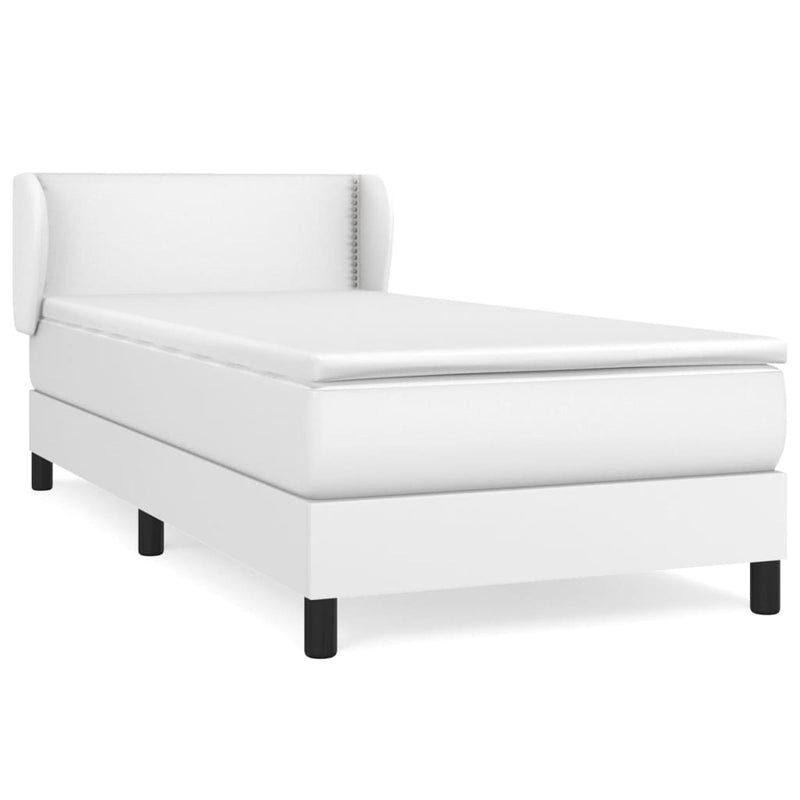 vidaXL fehér műbőr rugós ágy matraccal 100 x 200 cm