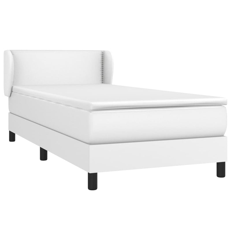 vidaXL fehér műbőr rugós ágy matraccal 100 x 200 cm