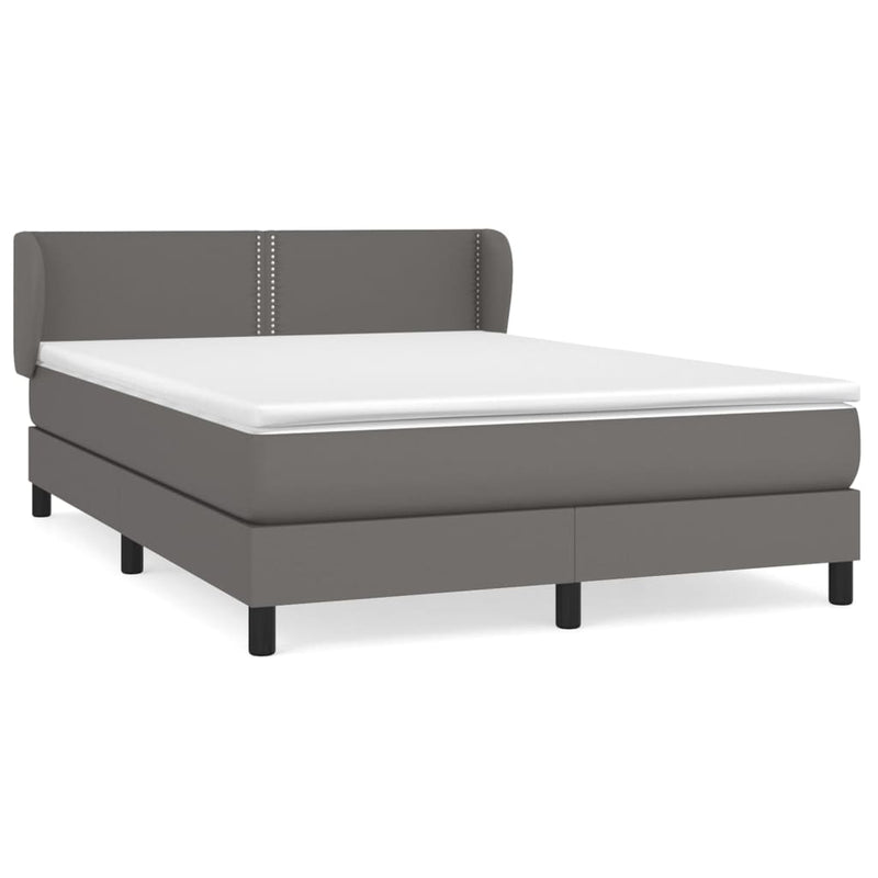 vidaXL szürke műbőr rugós ágy matraccal 140x190 cm