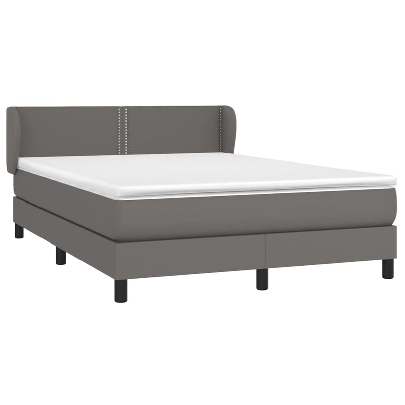vidaXL szürke műbőr rugós ágy matraccal 140x190 cm