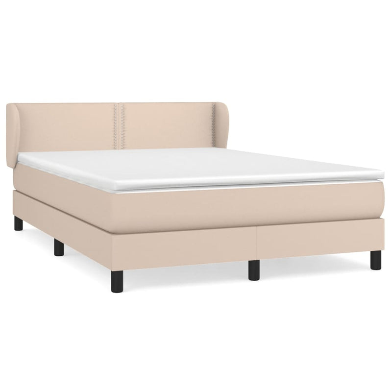 vidaXL cappuccino színű műbőr rugós ágy matraccal 140 x 190 cm