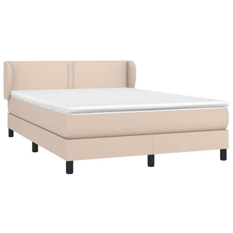 vidaXL cappuccino színű műbőr rugós ágy matraccal 140 x 190 cm