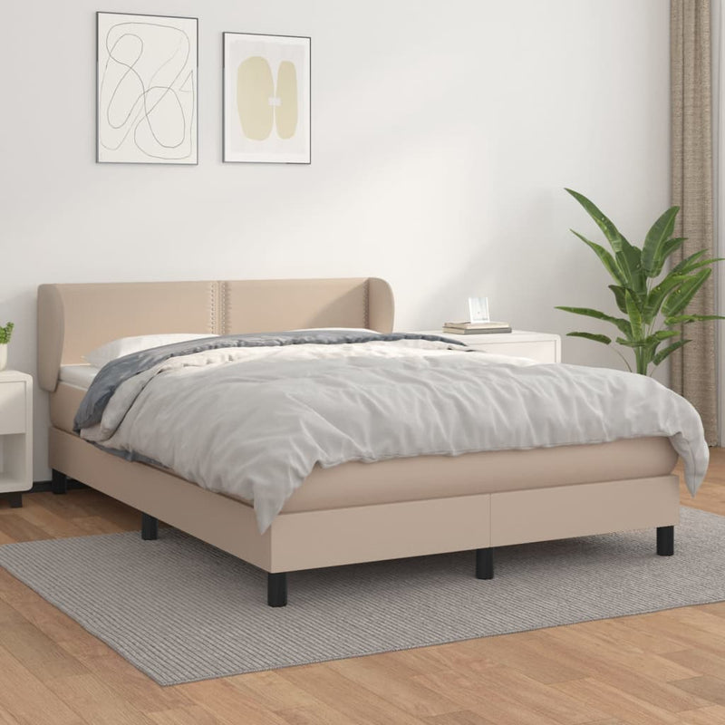 vidaXL cappuccino színű műbőr rugós ágy matraccal 140 x 190 cm