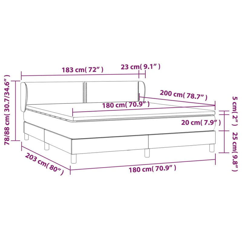 vidaXL fekete műbőr rugós ágy matraccal 180 x 200 cm