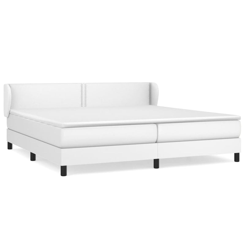 vidaXL fehér műbőr rugós ágy matraccal 200 x 200 cm