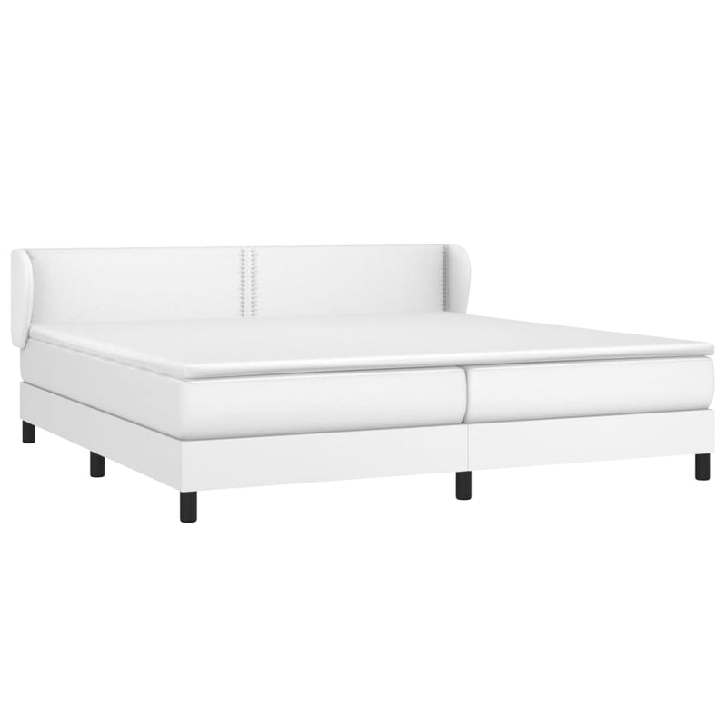 vidaXL fehér műbőr rugós ágy matraccal 200 x 200 cm
