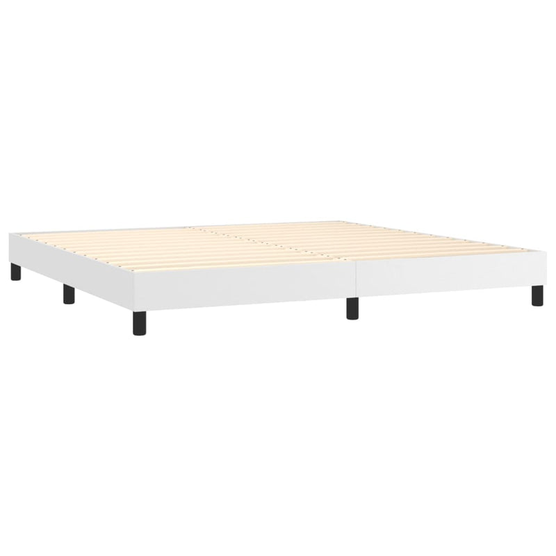 vidaXL fehér műbőr rugós ágy matraccal 200 x 200 cm