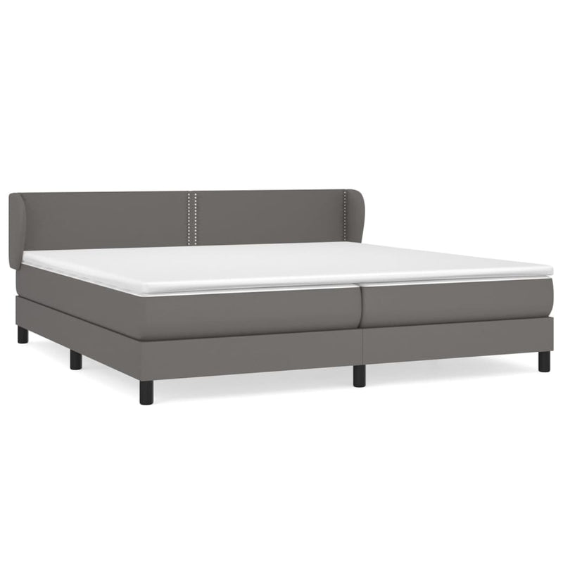 vidaXL szürke műbőr rugós ágy matraccal 200 x 200 cm