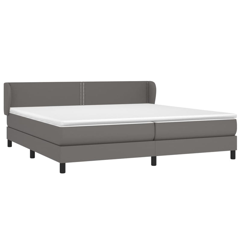 vidaXL szürke műbőr rugós ágy matraccal 200 x 200 cm