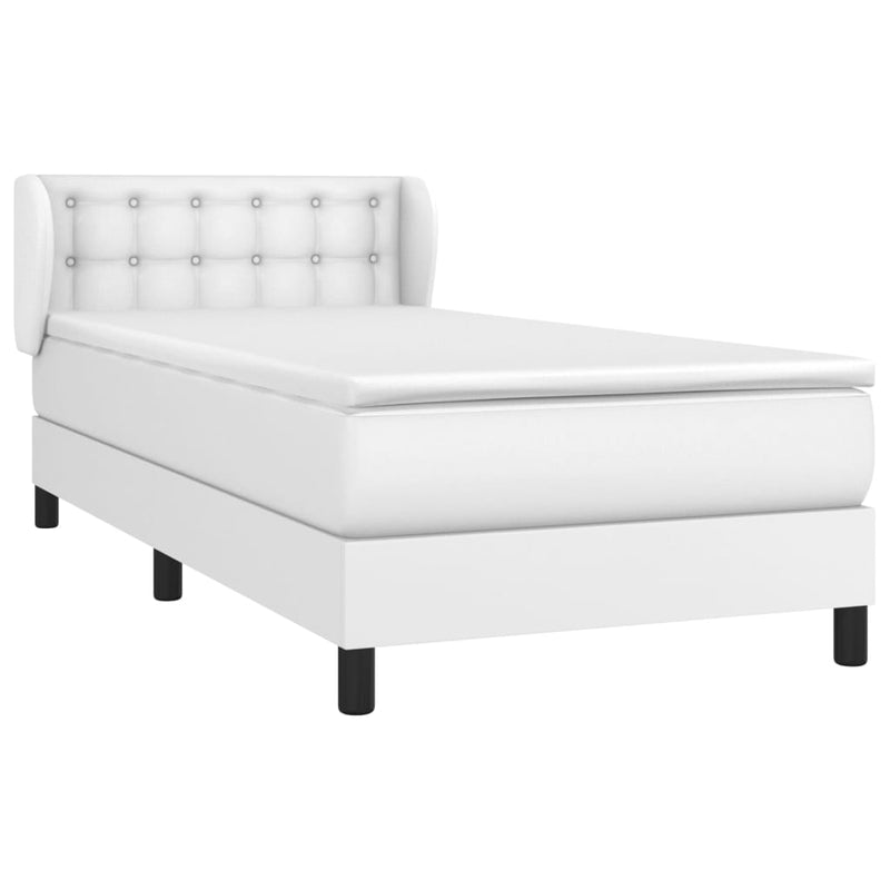 vidaXL fehér műbőr rugós ágy matraccal 80 x 200 cm