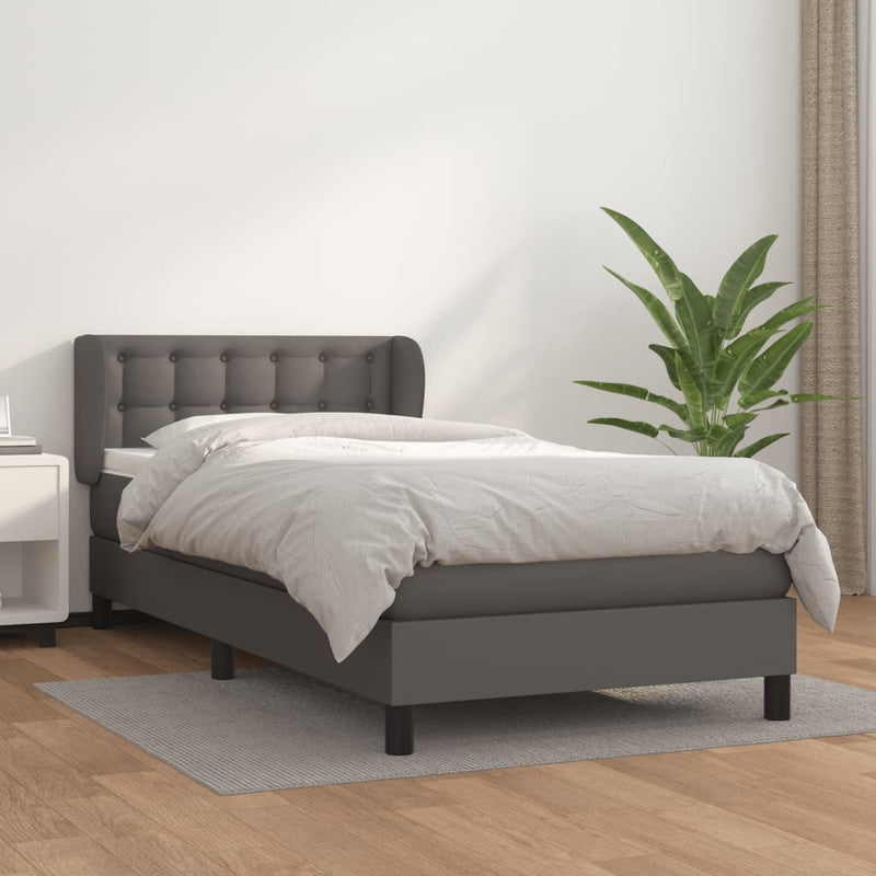 vidaXL szürke műbőr rugós ágy matraccal 80 x 200 cm