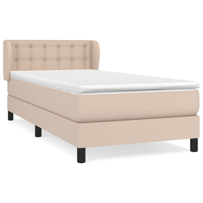 vidaXL cappuccino színű műbőr rugós ágy matraccal 80 x 200 cm