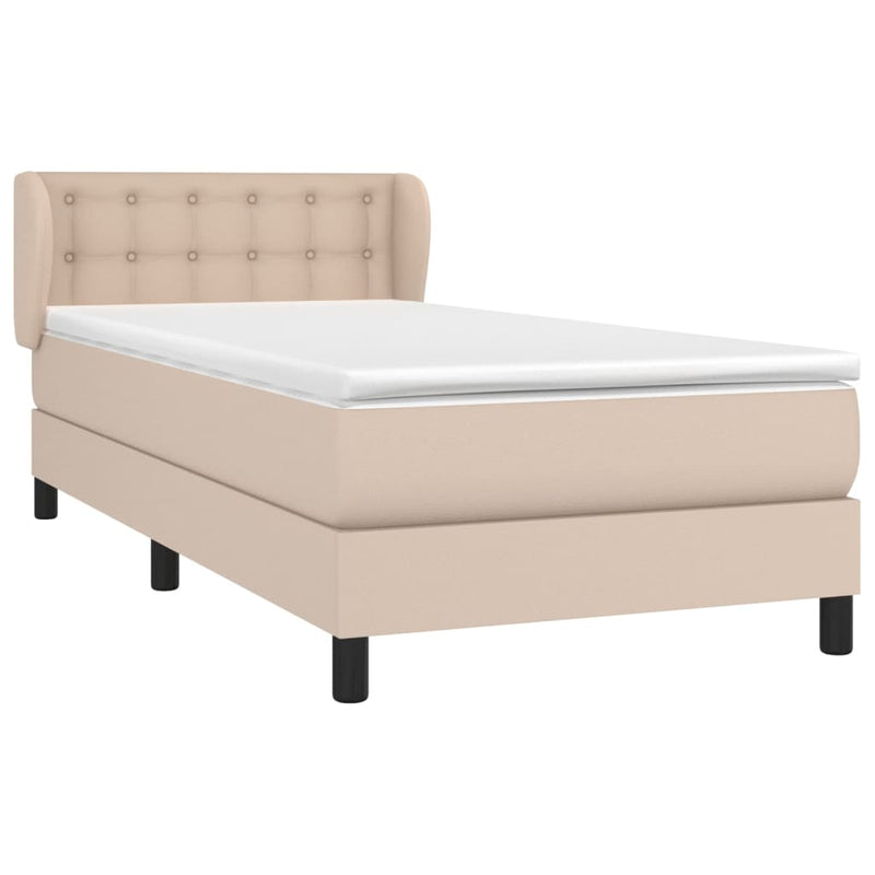 vidaXL cappuccino színű műbőr rugós ágy matraccal 80 x 200 cm