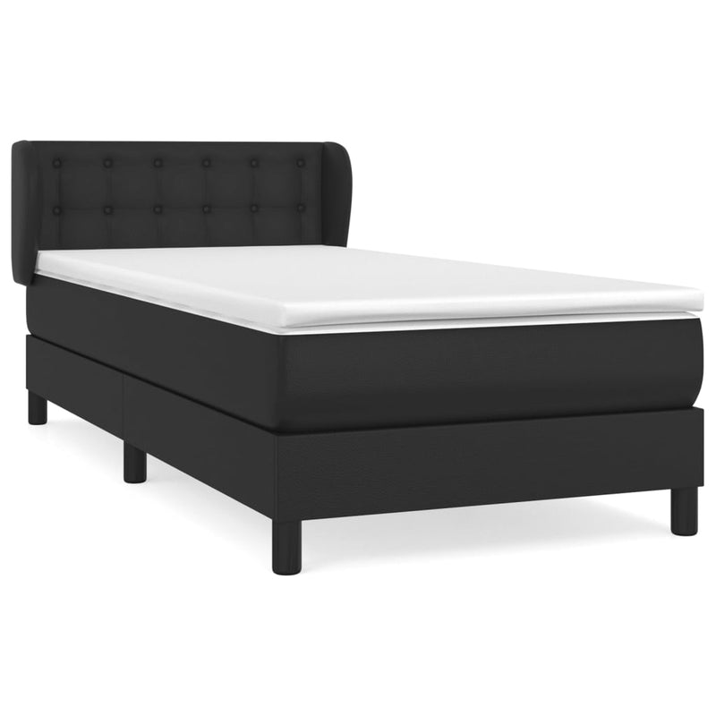 vidaXL fekete műbőr rugós ágy matraccal 100 x 200 cm