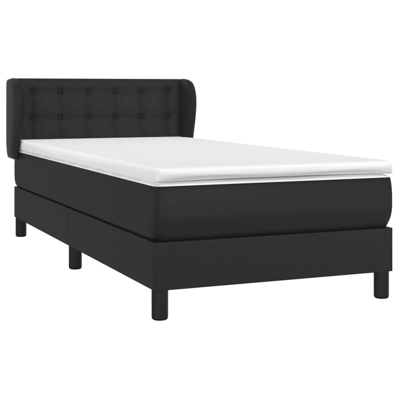 vidaXL fekete műbőr rugós ágy matraccal 100 x 200 cm