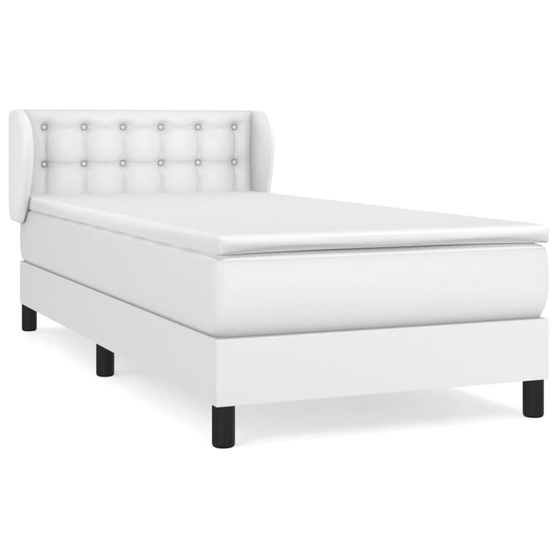 vidaXL fehér műbőr rugós ágy matraccal 100 x 200 cm