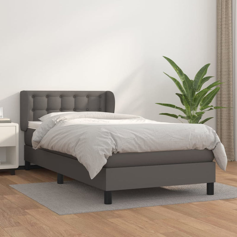 vidaXL szürke műbőr rugós ágy matraccal 100 x 200 cm