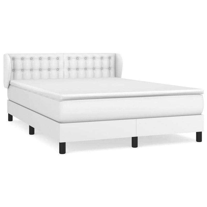 vidaXL fehér műbőr rugós ágy matraccal 140x190 cm