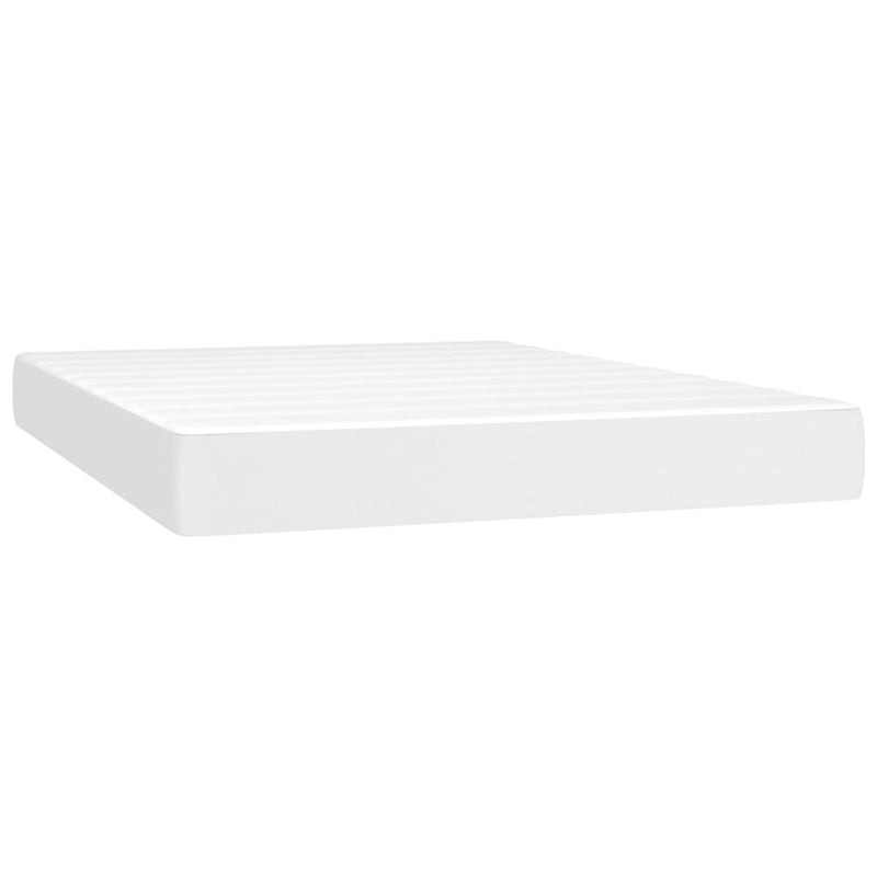 vidaXL fehér műbőr rugós ágy matraccal 140x190 cm