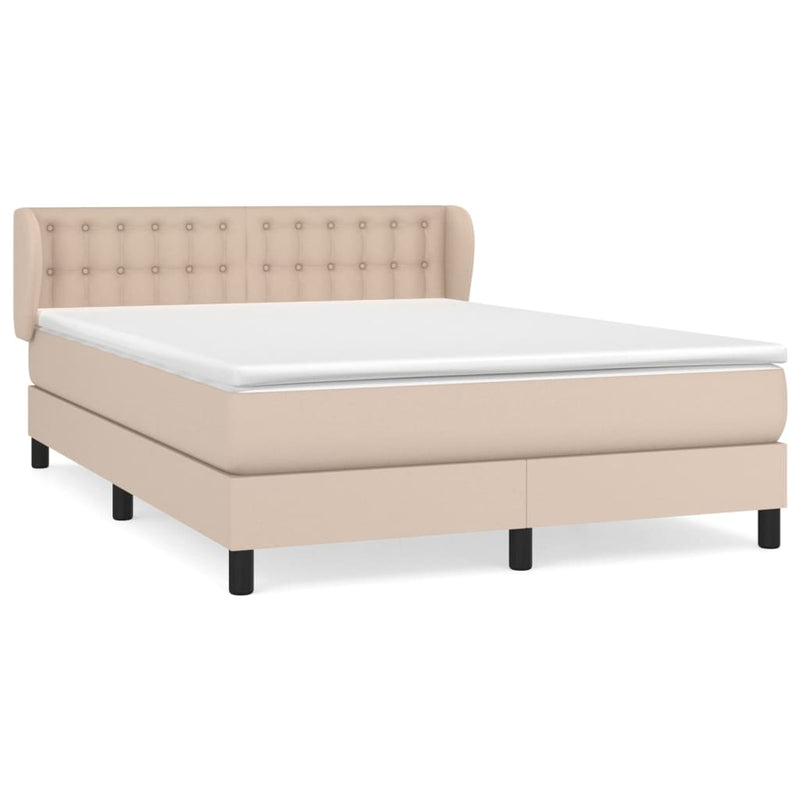 vidaXL cappuccino színű műbőr rugós ágy matraccal 140 x 190 cm